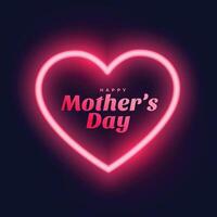 mothers day neon red heart background vector