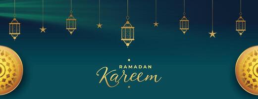 ramadan kareem seasonal banner with arabic decoration vector