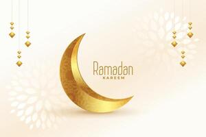 ramadan kareem eid festival golden moon decorative banner design vector