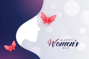 lovely womens day greeting with flying butterfly vector
