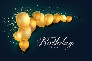 happy birthday golden balloons with glitter background vector