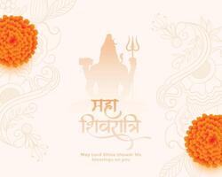 religioso maha shivratri festival flor saludo diseño vector