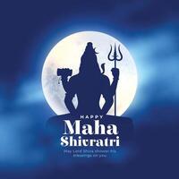 happy maha shivratri wishes background with lord shiva silhouette vector