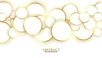 abstract 3d circles with golden borders background vector
