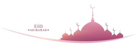 simple eid mubarak festival banner with mosque design vector