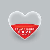 corazón con sangre fluido concepto para mundo sangre donante día vector