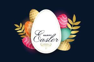 happy easter celebration card with colorful eggs vector