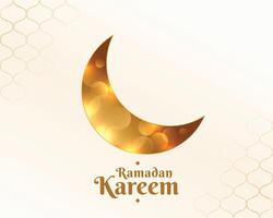 shiny golden eid moon ramadan kareem background vector