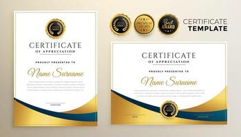 professional golden certificate template design vector