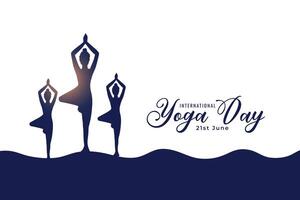 international yoga day fitness background with women silhouette vector