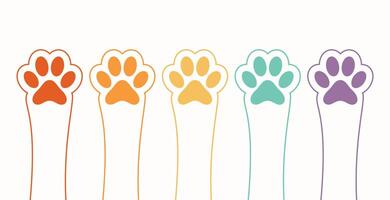 colorful paw feet print background track for wildlife safari vector