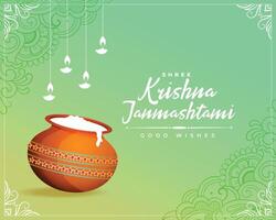 Krishna janmashtami decorativo festival tarjeta diseño vector