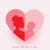 mothers day hearts card with mom and child illustration vector