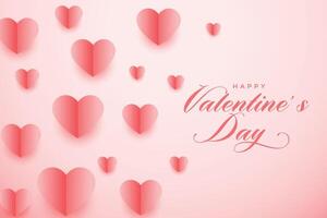 happy valentines day greeting with paper hearts pattern design vector