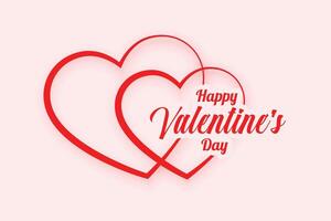 simple valentines day background with two line hearts vector