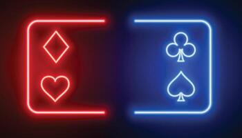 glowing neon casino ace card banner play and win jackpot vector