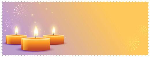 beautiful shubh diwali banner with text space and glowing candle vector