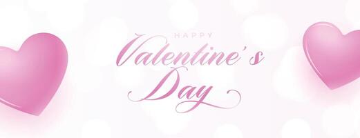 pink heart valentines day banner design vector