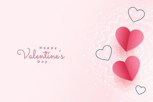 romantic valentines day paper hearts background vector