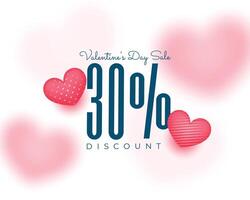 valentines day discount banner with 3d hearts vector