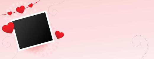 valentines day banner with image photo frame and text space vector