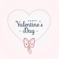 hand drawn valentines day card with heart frame and ribbon bow vector