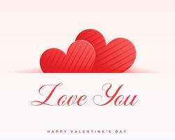 valentines day love card with red hearts vector