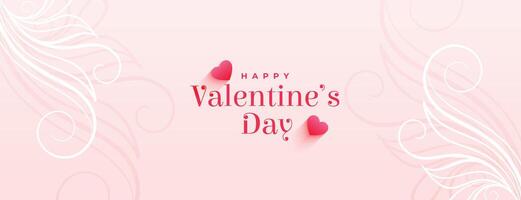 valentines day floral decoration banner design vector