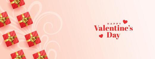 valentines day banner with realistic gift boxes vector