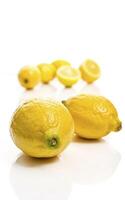 AI generated Studio shot of lemons on white background photo