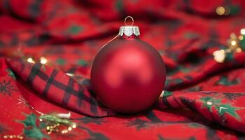 AI generated Christmas Holiday Ornament on Festive Fabric photo