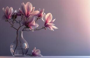 AI generated Vase Filled With Pink Flowers on Table photo
