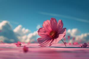 AI generated Pink Flower Floating on Water photo