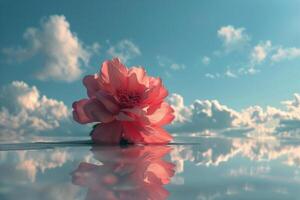 AI generated Pink Flower Floating on Water photo