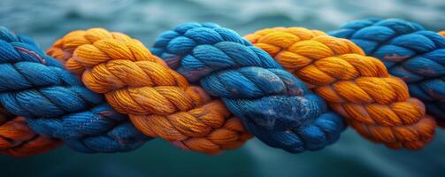 AI generated Close Up of a Blue and Yellow Rope photo