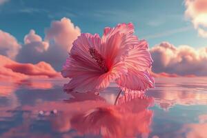 AI generated Pink Flower Floating on Water photo