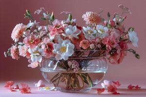 AI generated Vase Filled With Pink and White Flowers photo