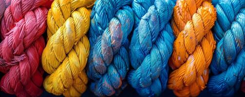 AI generated Stacked Multicolored Ropes photo
