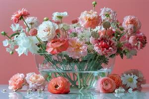 AI generated Vase Filled With Pink and White Flowers photo