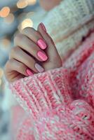 AI generated Paint your nails with a lovely shade of pink for a manicured look photo