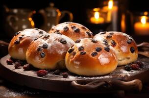 AI generated buns with raisins photo