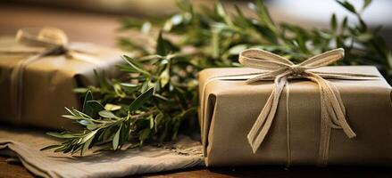 AI generated olive herb wrapping and gifting ideas photo