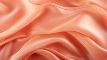 AI generated peach-colored silk fabric top view, background and pattern made from natural material photo