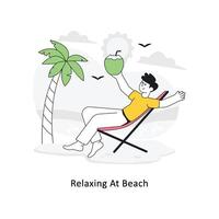 Relaxing At Beach  Flat Style Design Vector illustration. Stock illustration