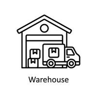 Warehouse vector outline icon design illustration. Manufacturing units symbol on White background EPS 10 File