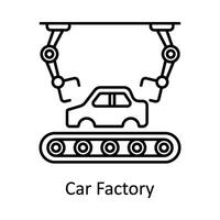 Car Factory vector outline icon design illustration. Manufacturing units symbol on White background EPS 10 File