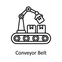 Conveyor Belt vector outline icon design illustration. Manufacturing units symbol on White background EPS 10 File