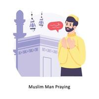 Muslim Man Praying  Flat Style Design Vector illustration. Stock illustration