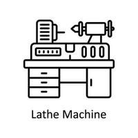 Lathe Machine vector outline icon design illustration. Manufacturing units symbol on White background EPS 10 File