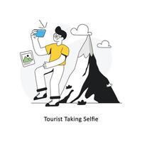 turista tomando selfie plano estilo diseño vector ilustración. valores ilustración